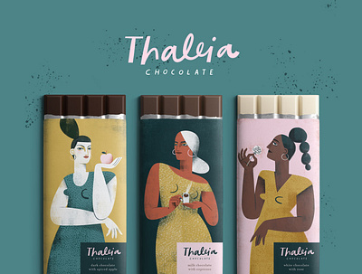 Thaleia Chocolate chocolate bar illustration chocolate brand chocolate packaging food packaging illustration illustrated packaging illustration packaging packaging illustration