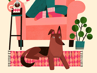 Doggie alsatian cute digital illustration dog german shephard illustration pet procreate rug whimsical