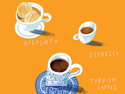 Coffee! affogato coffee coffee cup espresso food illustration illustration turkish coffee