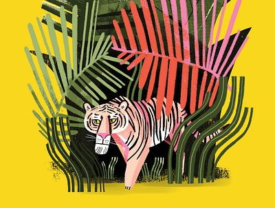 Big Kitty animal botanical cat colourful digital art digital drawing illustration jungle photoshop summer tiger