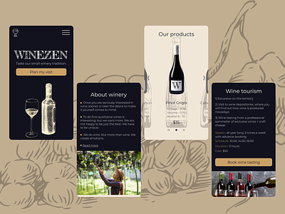 Mobile version of landing page for winery mobile mobile ui ui ui design ux ux design wine winery