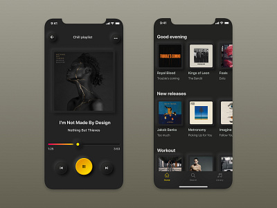 Music player in neumorphic style - mobile 009 daily ui dailyui mobile ui music player music player ui neumorphism neumorphism ui