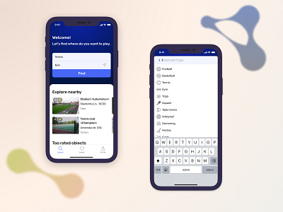 Mobile App for search of sport playgrounds near you dailyui minimal mobile mobile app mobile app design mobile ui search search results sport ui ui design ux