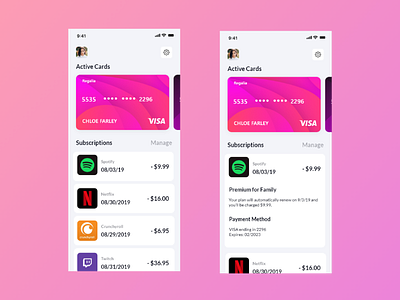 App that keeps track of your subscriptions app design subscriptions ui uidesign ux