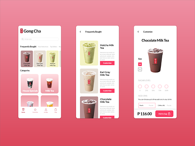 Gong Cha App drink milk tea mobile mobile app product service ui ui design uidesign uiux ux ux design