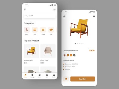 Furniture E-commerce App Design Ui Design app app ui branding buy shop ui design doctor website ui e commerce ui facebook app ui furniture furniture shop ui illustration journalism massenger app ui messenger minimal ui shop ui