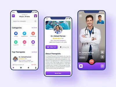 Teletherapy Telehealth Mobile App UI Design app doctor app doctor appointment doctor appointment app doctor booking facebook app ui illustration minimal ui online doctor therapist appointment therapist appointment app therapy app ui ux