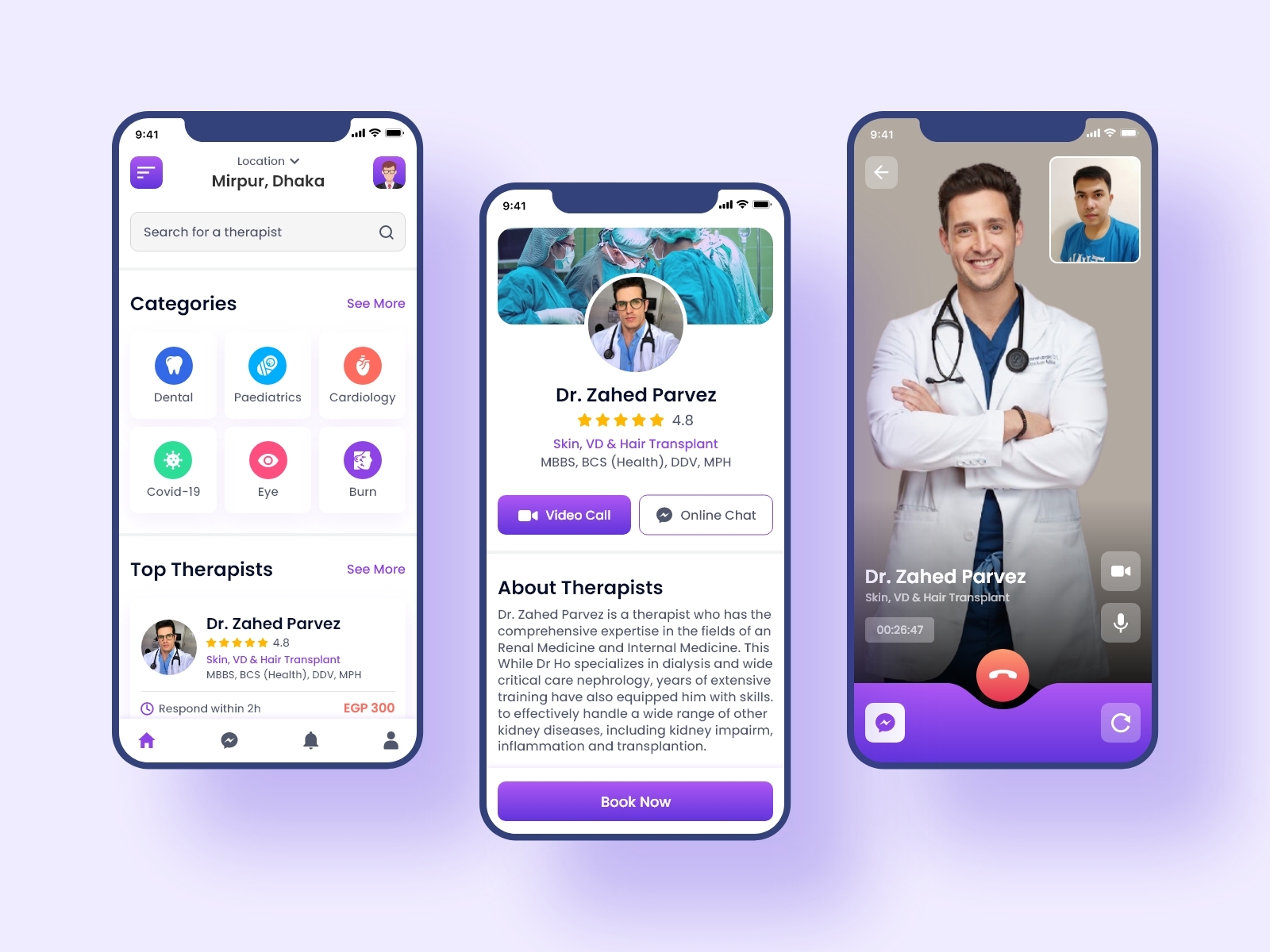 Teletherapy Telehealth Mobile App UI Design by Tanzir Fahad on Dribbble