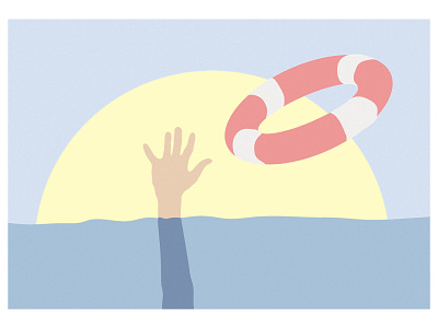 Save him! aquamarine blue design digital illustration graphic graphicdesign hands illustration minimal pop sea sun