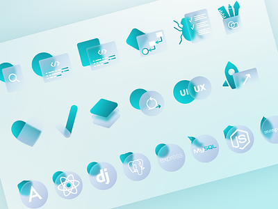 Glassmorphism Icons 3d blur frosted frosted glass glass glassmorphism graphic design icon set icons