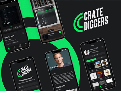 CrateDiggers - Vinyl Collection App app app ui collection design mobile mobile ui scan scan app ui ux vinyl