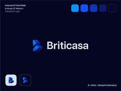 Briticasa (Construction Company) Logo brand branding clean design gradient graphic design identity isometric logo logotype minimal minimalistic