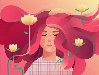 Peace adobe illustrator floral girl flower girl girl character girl illustration illustration illustration art meditation web