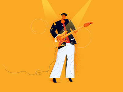 Performer adobe illustrator color blast colorful concept concept art conceptual concert guitar guitar pick guitar player guitarist illustraion illustration illustration art man playing guitar music retro rock texture ui