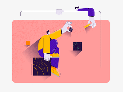 Designed by Experts build characters cube designer experts illustration landing page man men noise office work people teamwork textures ui work