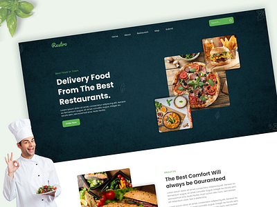 Food landing page web design.
