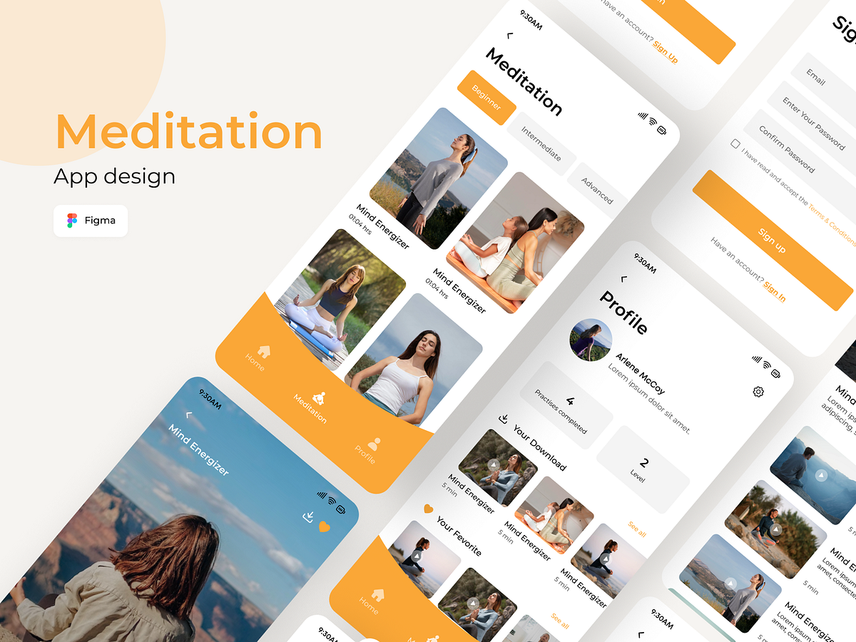 Meditation UI App Design designs, themes, templates and downloadable ...