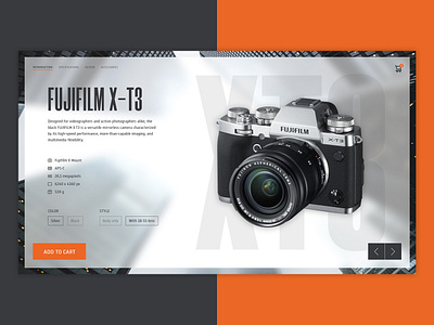 Product Page - Fujifilm X-T3 design flat landing page landing page concept minimal typography ui ux web