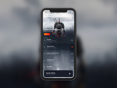 Music App - The Witcher 3 adobe xd app design design minimal music app typography ui witcher