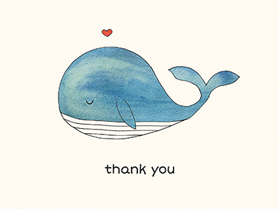 thank you whale greetingcard thankyoucard watercolor whale