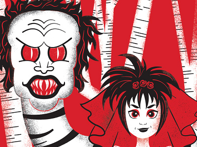 We've come for your daughter, Chuck. beetle beetlejuice black jugo lydia deets movie poster red screen print white