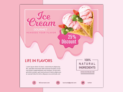 Ice Cream Digital Banner. adobe illustrator branding design flyer icecream icon minimal photoshop typography vector