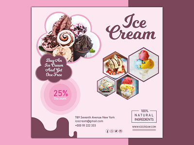 Ice Cream Digital banner Design. adobe illustrator branding branding design card design design flyer food illustration photoshop vector