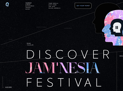 100 DAY Musical Event UI Challenge - JAM'NESIA Project branding design event festival illustration music party tickets typography