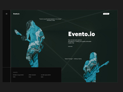 Event.io, a virtual event planner for your musical performances app branding design music ui website