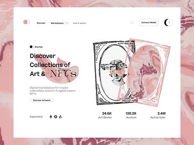 Started - Digital Marketplace for Art and NFTs crypto design landing page marketplace nft ui website