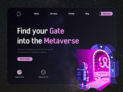 Metastudio Analytics - Analytic Tool for Metaverse Apps analytics app astronaut crypto metaverse space ui website