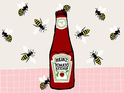 Bees love Heinz Ketchup bees beeswax designer digital art digital illustration digitalart honey honeybee illustraion illustration illustration art illustrations illustrator insects ketchup tomato tomato ketchup wildlife wildlife art wildlife illustration