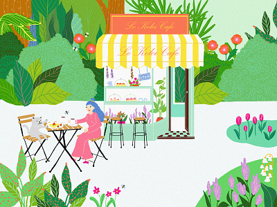 Le Kelci Cafe bakery cafe cafe illustration design design art designer designs digital digital art digital illustration digital painting digitalart ecofriendly ecology illustraion illustration illustration art illustrations illustrator jungle