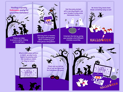 Halloween Kids Party for Currys branding design designer digital art digital illustration digitalart ghost google graphic design halloween illustration illustration art illustrator kids motion graphics party printer pumpkins treats trick