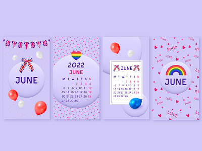 June Wallpapers animation balloons branding design designer digital art digital illustration digitalart graphic design hearts illustration illustration art illustrator logo motion graphics patterns phones pride rainbow wallpapers