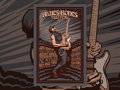 Blues And Bones Gig Poster branding design illustration illustrator typography vector