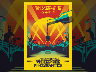 Whiskers & Wine (Adopt Like a Rockstar) design illustration ledzeppelin posterart rockstar vector