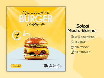 Food Item Social Media Banner ad banners brand design branding design facebook ads food ads food template instagram instagram banner instagram post instagram stories instagram template restaurant menu social media ads social media banner social media design social media post web banner