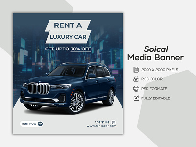 Car Rental Social Media Banner ad banners brand design branding car ad banner car rental ads design facebook ads flyer instagram instagram banner instagram post instagram stories instagram template minimal social media ads social media design social media post web banner