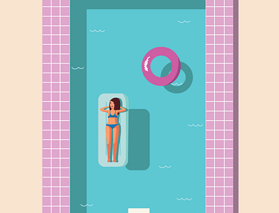 Swimming Pool girl illustration minimalism pool retro swimmingpool tan