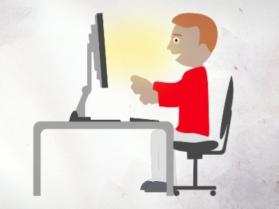 Guy Working Away character design illustration