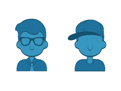 Blue People baseball hat character guy illustration