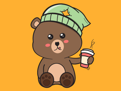Coffee Bear animal bear coffee hat vector