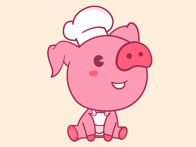 Pig Chef animal bacon chef cute pig piggie pink