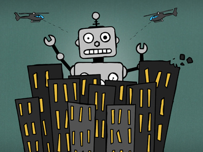 Under Attack illustration robot
