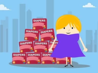 Need Any Diapers? character illustration