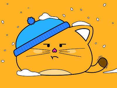 Snow Kitty cat fat cat kitty mad mad cat orange orange cat snow snowing vector winter