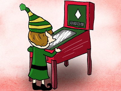 The Pinball Elf character christmas illustration