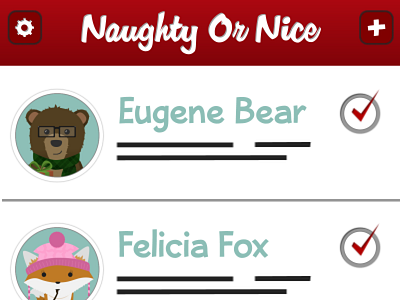 Naughty Or Nice App app christmas illustration interface ui