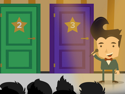 Which Door Will It Be? character game game show host illustration